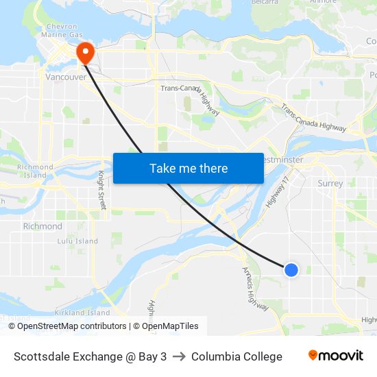 Scottsdale Exchange @ Bay 3 to Columbia College map