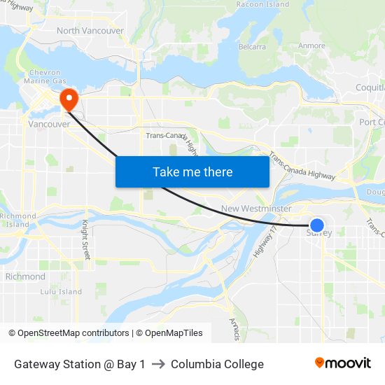 Gateway Station @ Bay 1 to Columbia College map