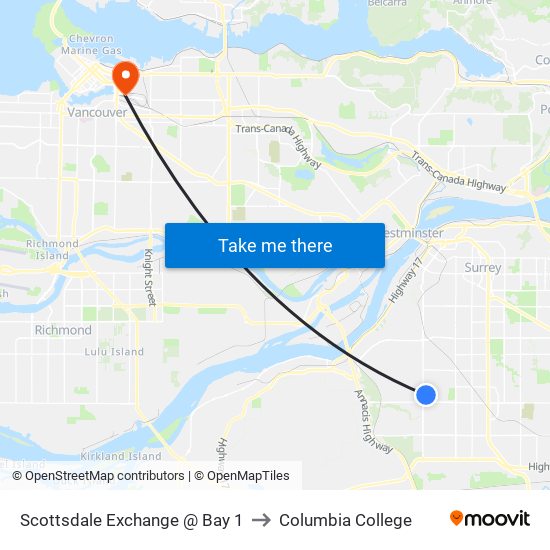 Scottsdale Exchange @ Bay 1 to Columbia College map