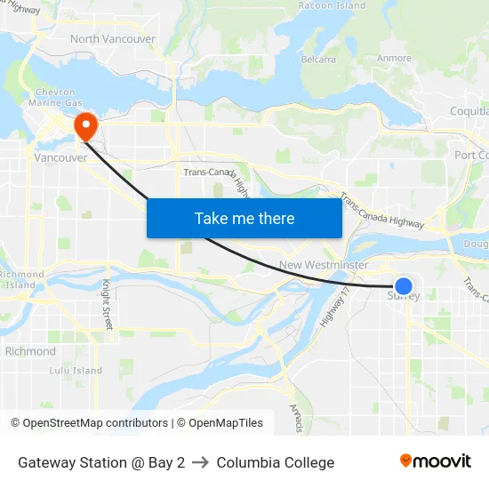 Gateway Station @ Bay 2 to Columbia College map