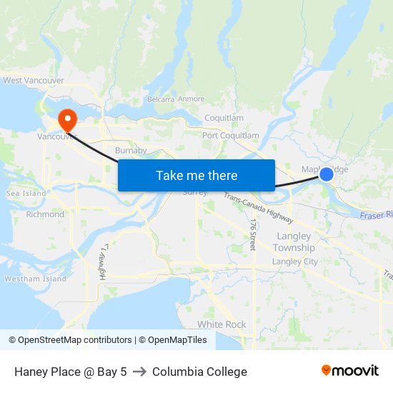 Haney Place @ Bay 5 to Columbia College map