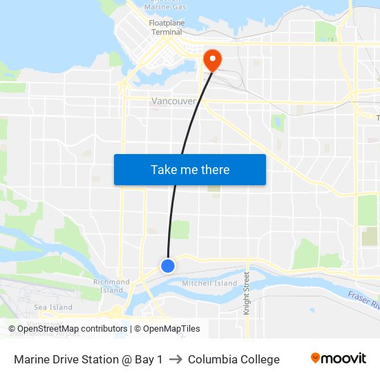 Marine Drive Station @ Bay 1 to Columbia College map