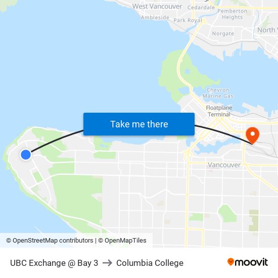 UBC Exchange @ Bay 3 to Columbia College map