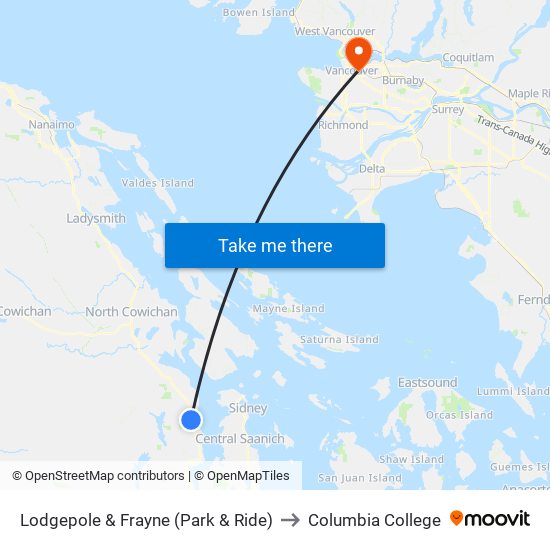 Lodgepole & Frayne (Park & Ride) to Columbia College map