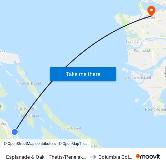 Esplanade & Oak - Thetis/Penelakut Ferry to Columbia College map