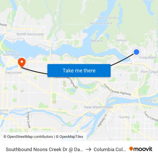 Southbound Noons Creek Dr @ David Ave to Columbia College map