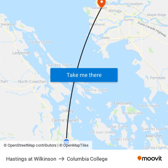 Hastings at Wilkinson to Columbia College map