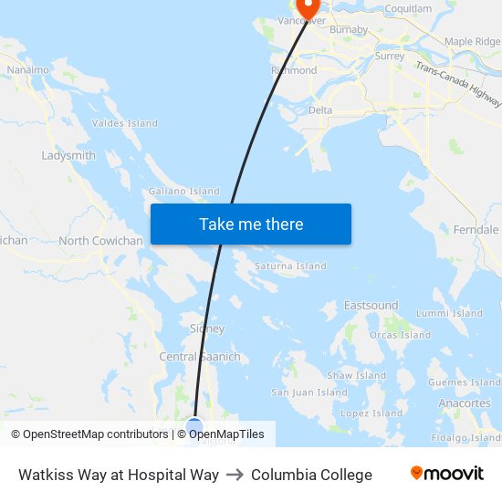 Watkiss Way at Hospital Way to Columbia College map