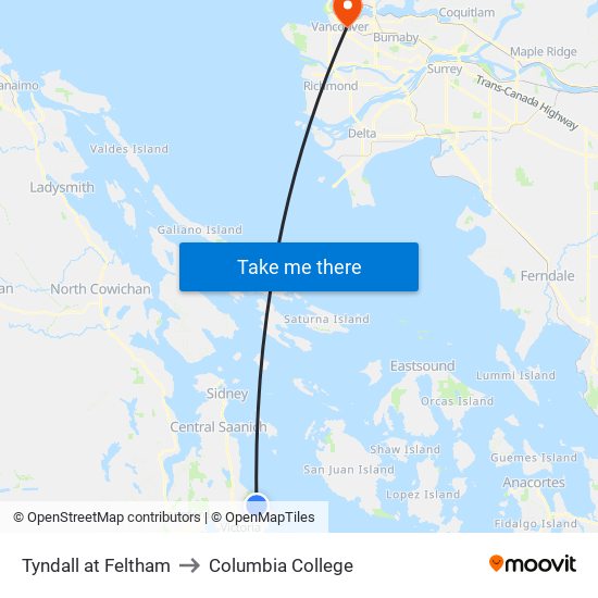 Tyndall at Feltham to Columbia College map