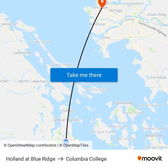 Holland at Blue Ridge to Columbia College map