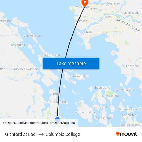 Glanford at Lodi to Columbia College map