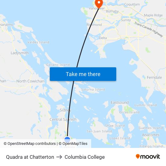 Quadra at Chatterton to Columbia College map