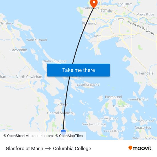 Glanford at Mann to Columbia College map