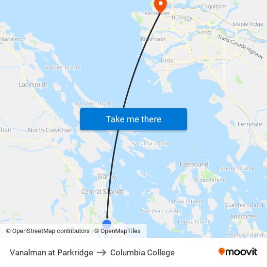Vanalman at Parkridge to Columbia College map