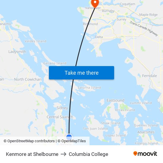 Kenmore at Shelbourne to Columbia College map