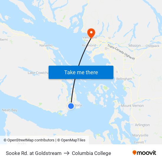 Sooke Rd. at Goldstream to Columbia College map