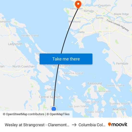 Wesley at Strangcrest - Claremont School to Columbia College map