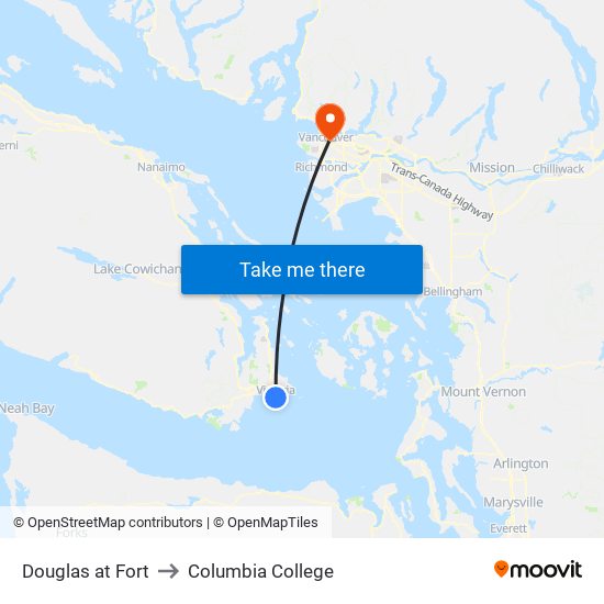 Douglas at Fort to Columbia College map