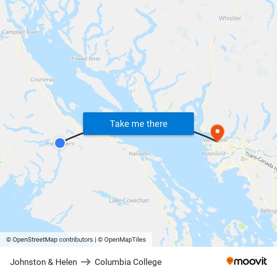 Johnston & Helen to Columbia College map