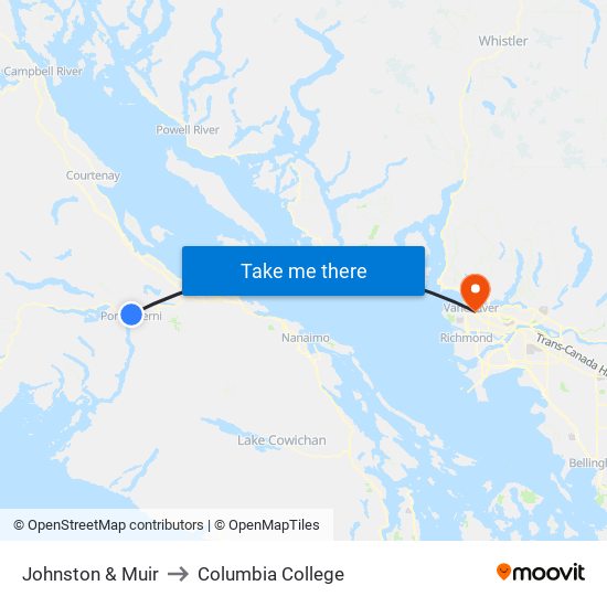 Johnston & Muir to Columbia College map