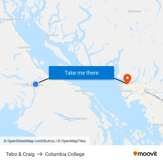 Tebo & Craig to Columbia College map