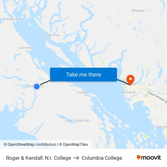 Roger & Kendall: N.I. College to Columbia College map
