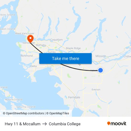 Hwy 11 & Mccallum to Columbia College map