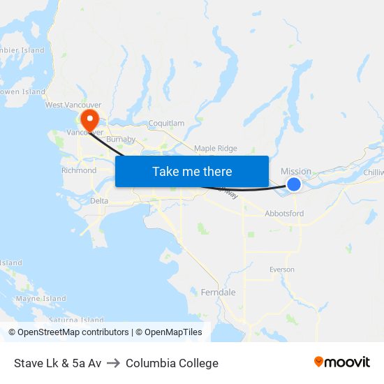 Stave Lk & 5a Av to Columbia College map