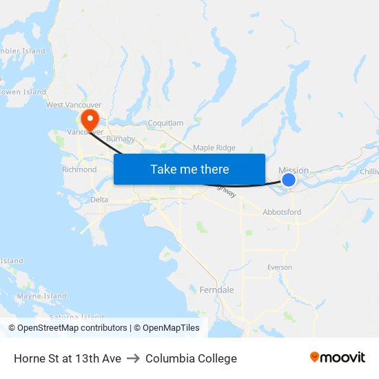 Horne & 13 Av to Columbia College map