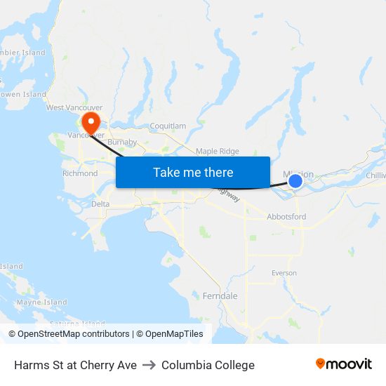 Harms St at Cherry Ave to Columbia College map