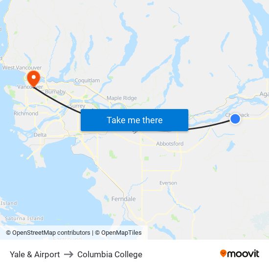 Yale & Airport to Columbia College map