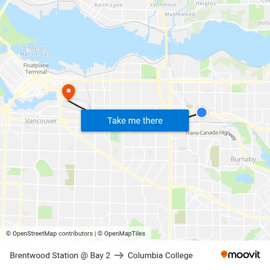 Brentwood Station @ Bay 2 to Columbia College map
