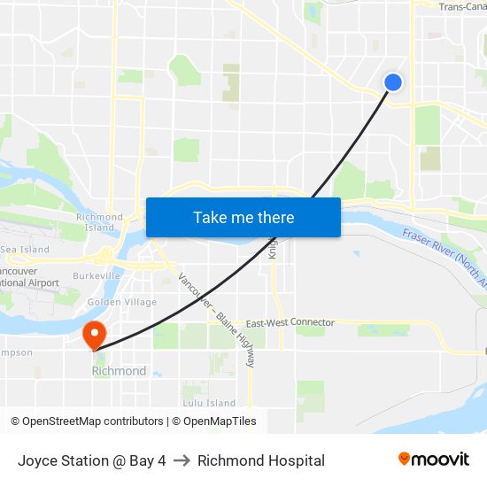 Joyce Station @ Bay 4 to Richmond Hospital map