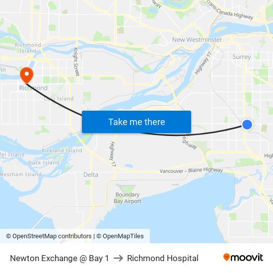 Newton Exchange @ Bay 1 to Richmond Hospital map