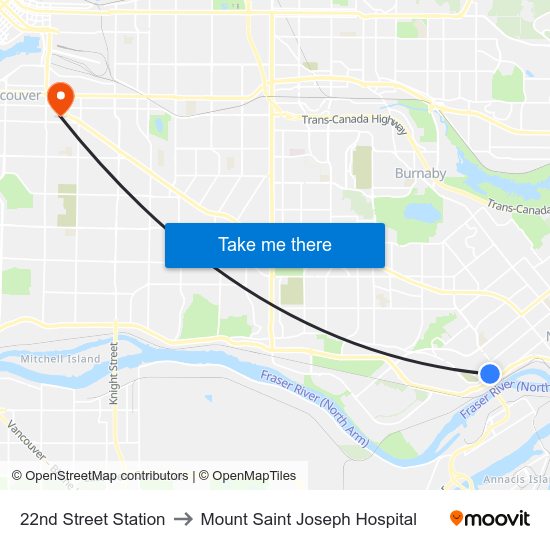 22nd Street Station to Mount Saint Joseph Hospital map