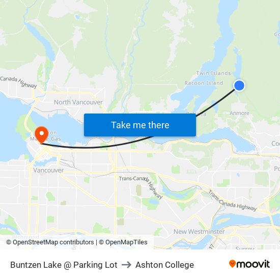 Buntzen Lake @ Parking Lot to Ashton College map