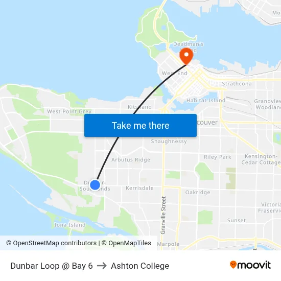 Dunbar Loop @ Bay 6 to Ashton College map