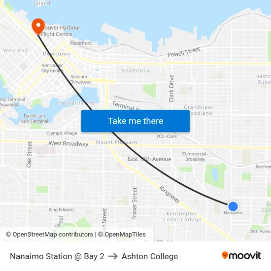 Nanaimo Station @ Bay 2 to Ashton College map