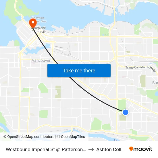 Westbound Imperial St @ Patterson Ave to Ashton College map