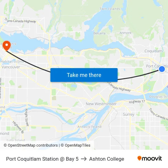 Port Coquitlam Station @ Bay 5 to Ashton College map