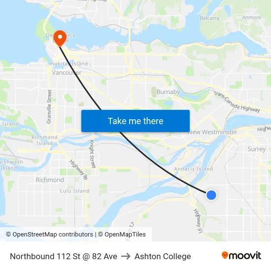 Northbound 112 St @ 82 Ave to Ashton College map