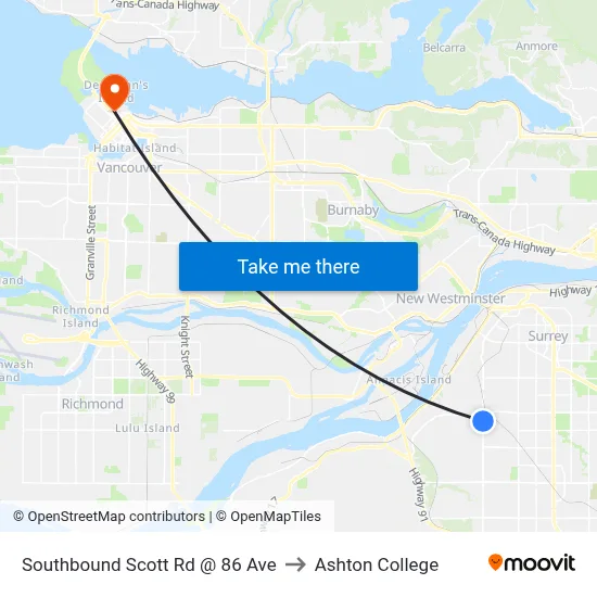 Southbound Scott Rd @ 86 Ave to Ashton College map