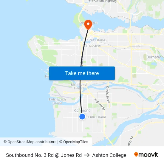 Southbound No. 3 Rd @ Jones Rd to Ashton College map