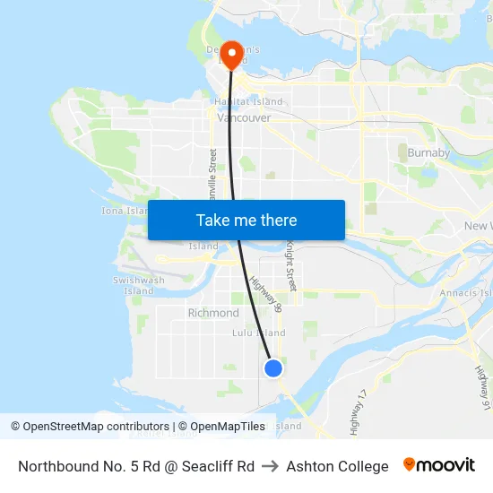 Northbound No. 5 Rd @ Seacliff Rd to Ashton College map