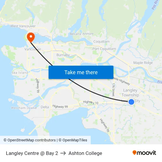 Langley Centre @ Bay 2 to Ashton College map