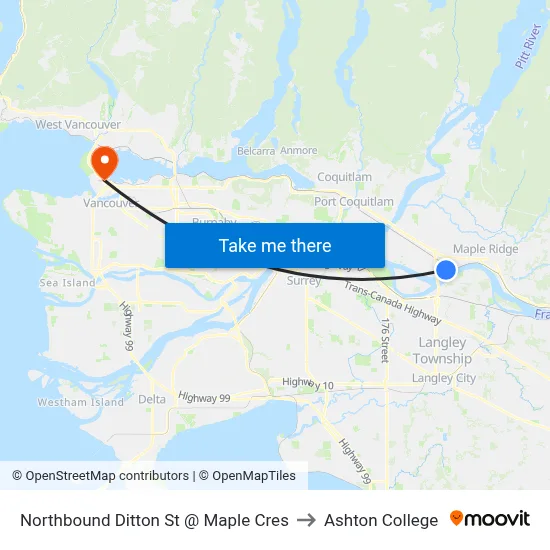 Northbound Ditton St @ Maple Cres to Ashton College map