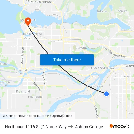 Northbound 116 St @ Nordel Way to Ashton College map