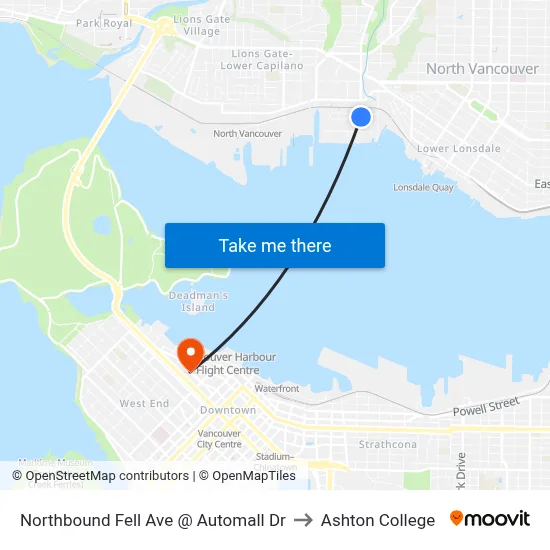 Northbound Fell Ave @ Automall Dr to Ashton College map