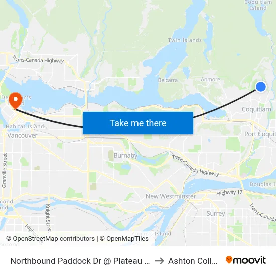 Northbound Paddock Dr @ Plateau Blvd to Ashton College map