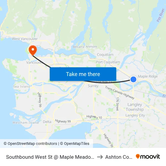 Southbound West St @ Maple Meadows Station to Ashton College map